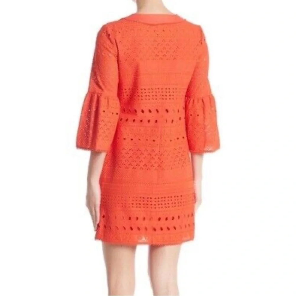 Trina Turk Bonita Eyelet Shift Dress Poppy Red Size 4